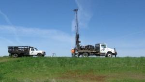 Large machinery used for drilling into the levees to take samples to test their structural integrity