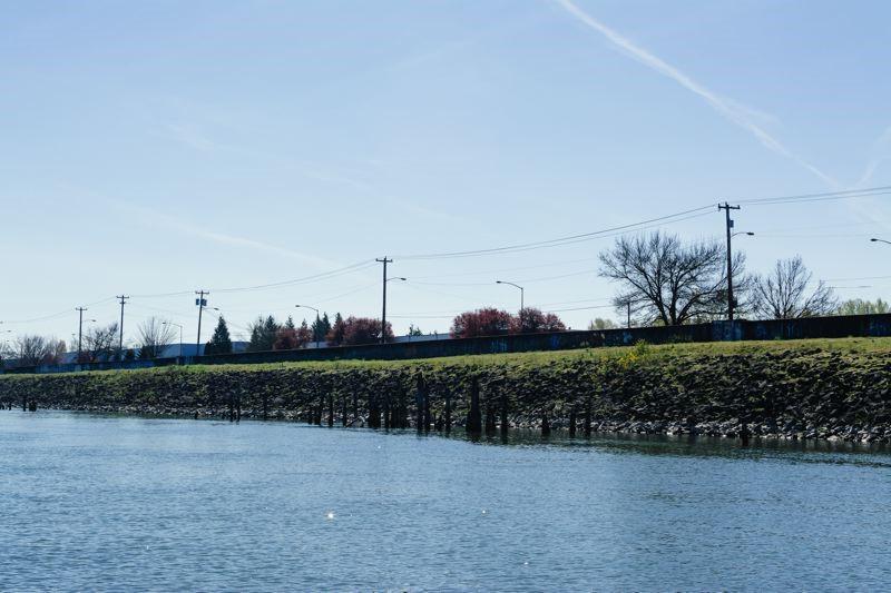 Levee and Flood Wall along the Columbia River in North Portland
