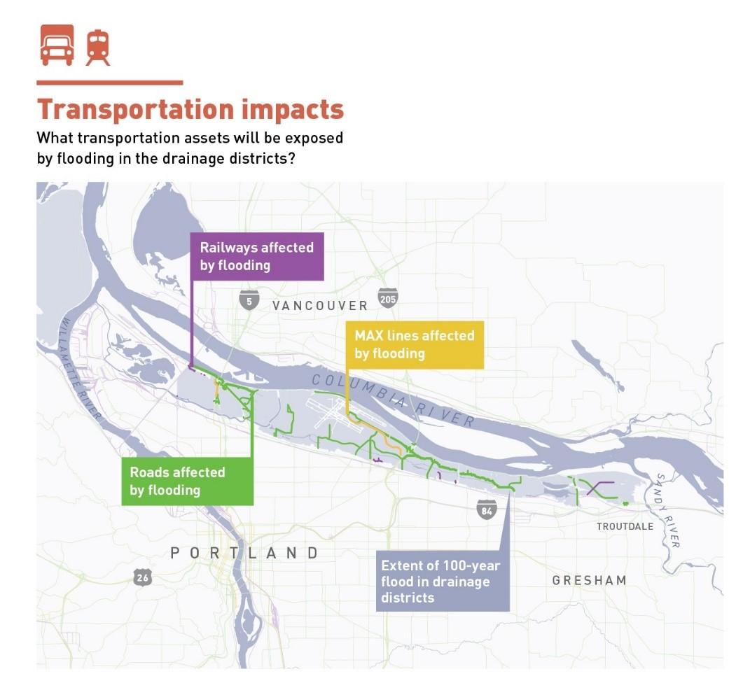 a map of areas where transportation will be affected by flooding