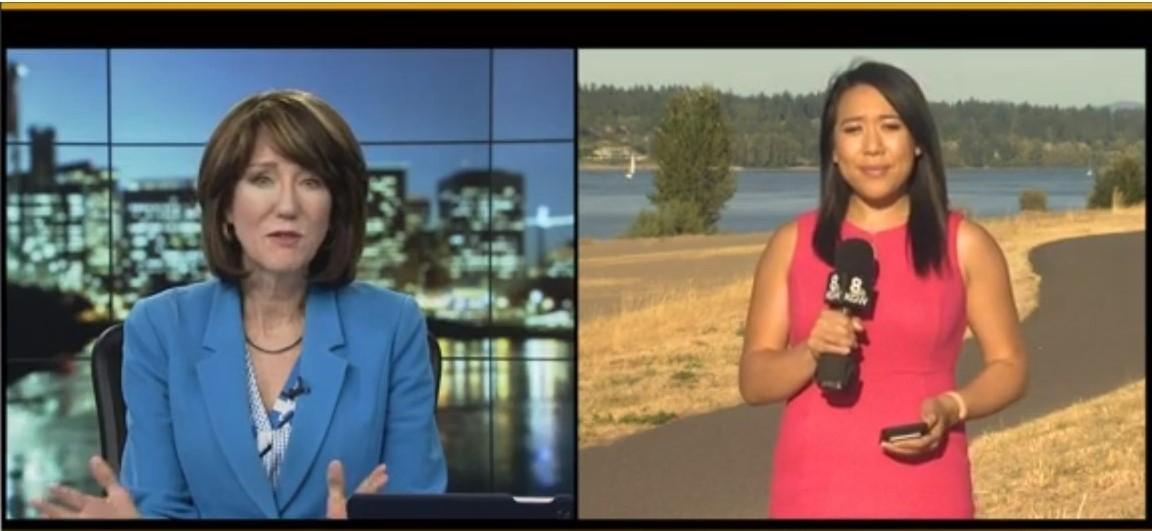 Screenshot of Reporters during KGW News Coverage on Flooding Potential in Portland Area